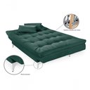 Ver imagem 4 de Sofá Cama Versátil 3 Lugares Império Reclinável Pés de Alumínio Espuma D33 Suede Verde 403