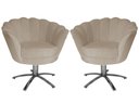 Ver imagem 1 de Kit 2 Poltronas Decorativa Pétala Base Giratória Metal Suede Capuccino Mz Decor