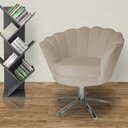 Ver imagem 4 de Kit 2 Poltronas Decorativa Pétala Base Giratória Metal Suede Capuccino Mz Decor