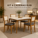Ver imagem 2 de Kit 4 Cadeiras de Jantar Rubi Estofadas em Linho Cinza Madeira Maciça Encosto em Tela