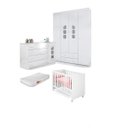 Ver imagem 1 de Berço Americano Mini Cama com Colchão, Guarda-roupa Roupeiro e Cômoda Aquarela 100% Mdf Branco para