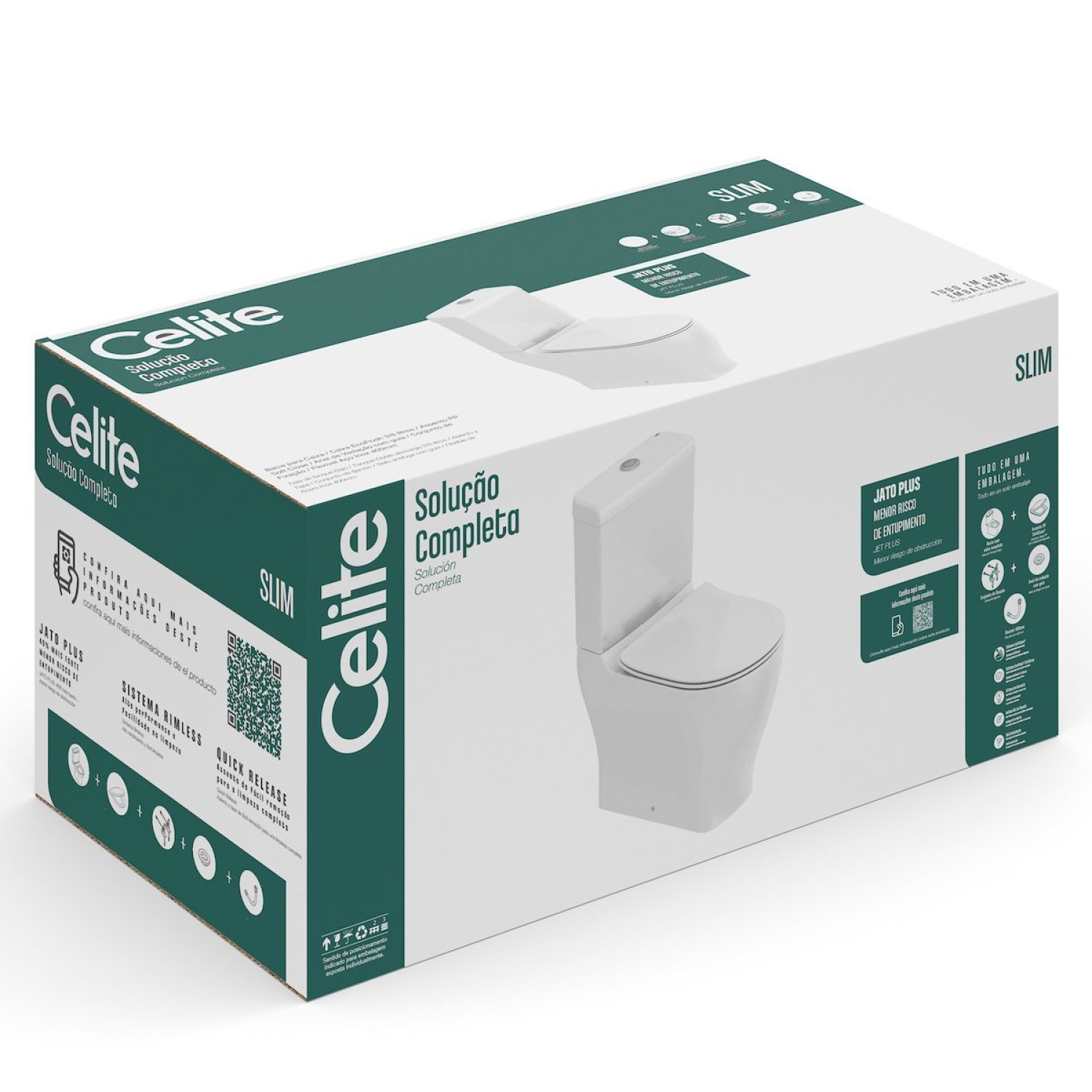 Kit Vaso Sanitário com Caixa Acoplada e Assento Soft Close Slim Celite - 11