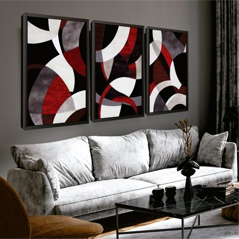 Quadros Decorativos Abstrato com Moldura Sala Quarto Hall