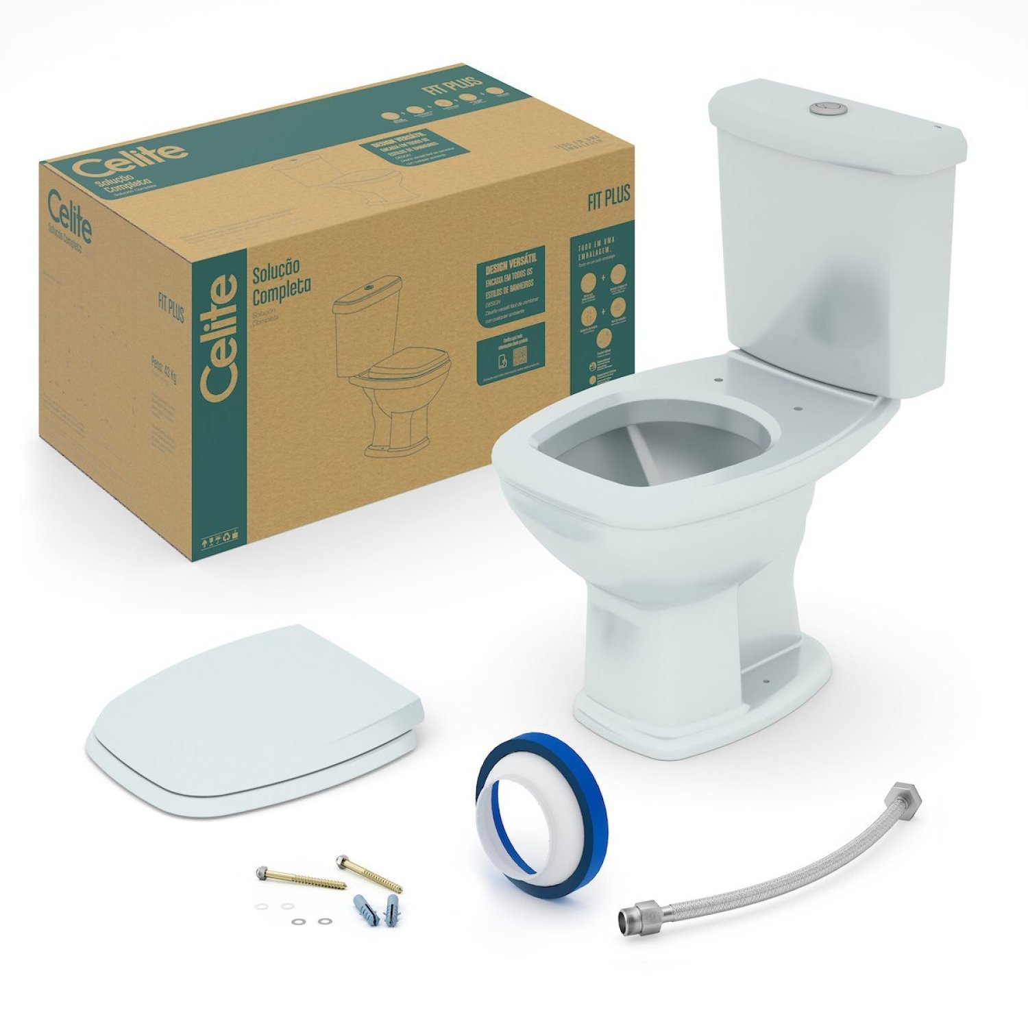 Kit Vaso Sanitário com Caixa Acoplada e Assento Soft Close Fit Plus Celite - 3