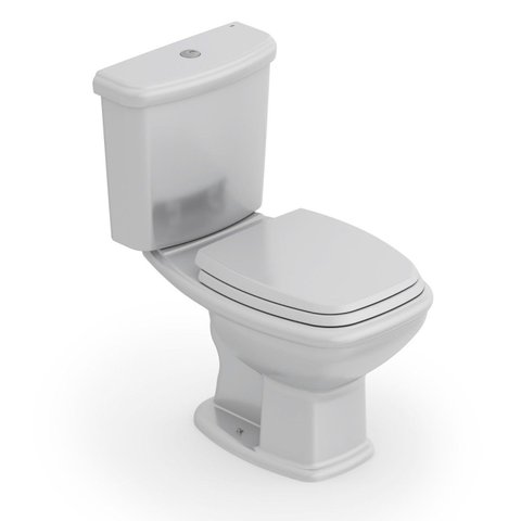 Kit Vaso Sanitário com Caixa Acoplada e Assento Soft Close Fit Plus Celite Cinza/Prata Brilhante