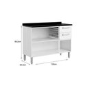 Ver imagem 3 de Gabinete P/ Pia Cozinha Balcão C/ Tampo Gourmet 7124 C/ 3 Portas e 2 Gavetas 120cm Branco/preto -