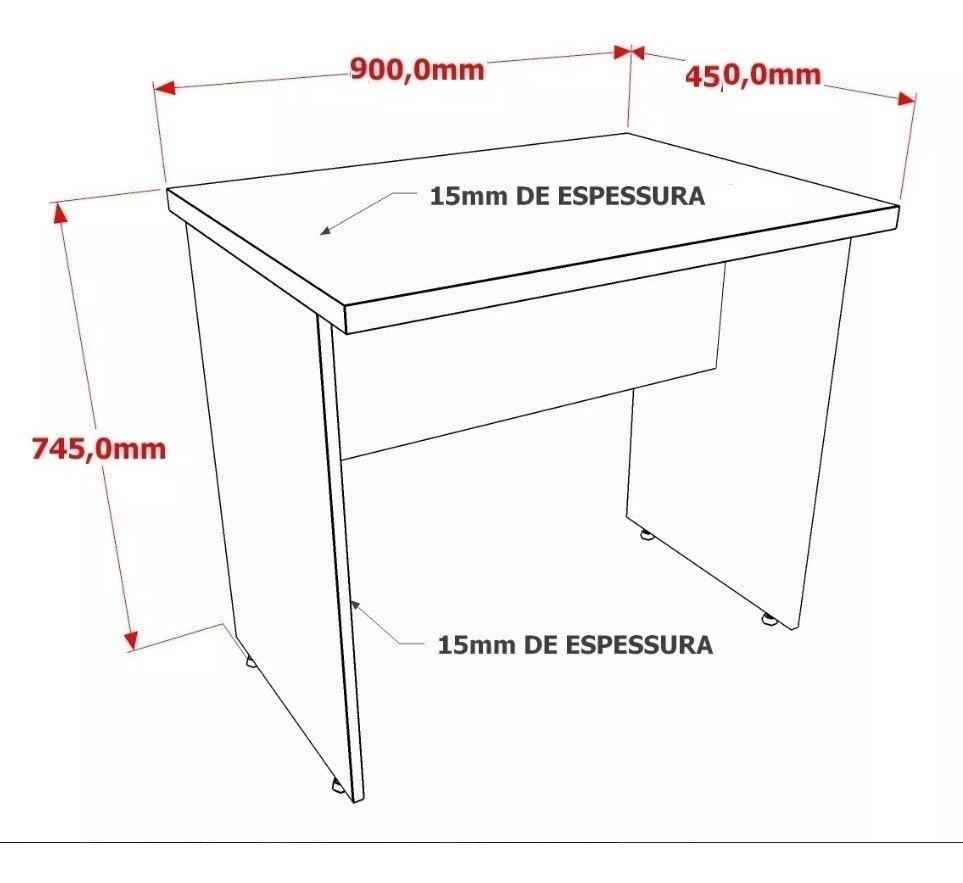 Mesa Para Computador Work 15 Mm Office 90 X 45 Cm C/ Gaveta - 3