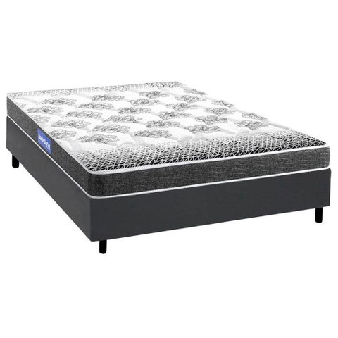 Cama Box Casal: Colchão Espuma Probel Guarda Costas Resistente + Base CRC Courano Gray(138x188)