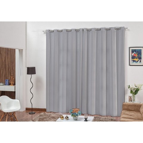 cortina sala quarto em tecido microfibra cinza 2,00x1,80