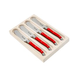 Conjunto de 4 Facas para Manteiga Laguiole La Tour Luxo com Bandeja de Madeira- Vermelho - 1
