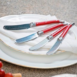 Conjunto de 4 Facas para Manteiga Laguiole La Tour Luxo com Bandeja de Madeira- Vermelho - 3