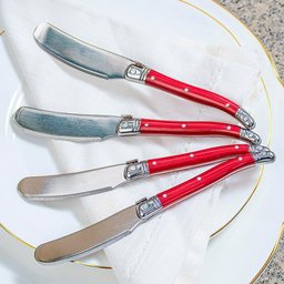 Conjunto de 4 Facas para Manteiga Laguiole La Tour Luxo com Bandeja de Madeira- Vermelho - 2