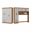 Ver imagem 2 de Guarda Roupa Casal Modulado 5 Portas Hercules 4 Portas 4 Gavetas Cinamomo com Off White
