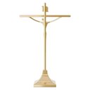 Ver imagem 2 de Crucifixo de Mesa em Metal Aço Inox Dourado 22 Cm - Decoração Religiosa Católica