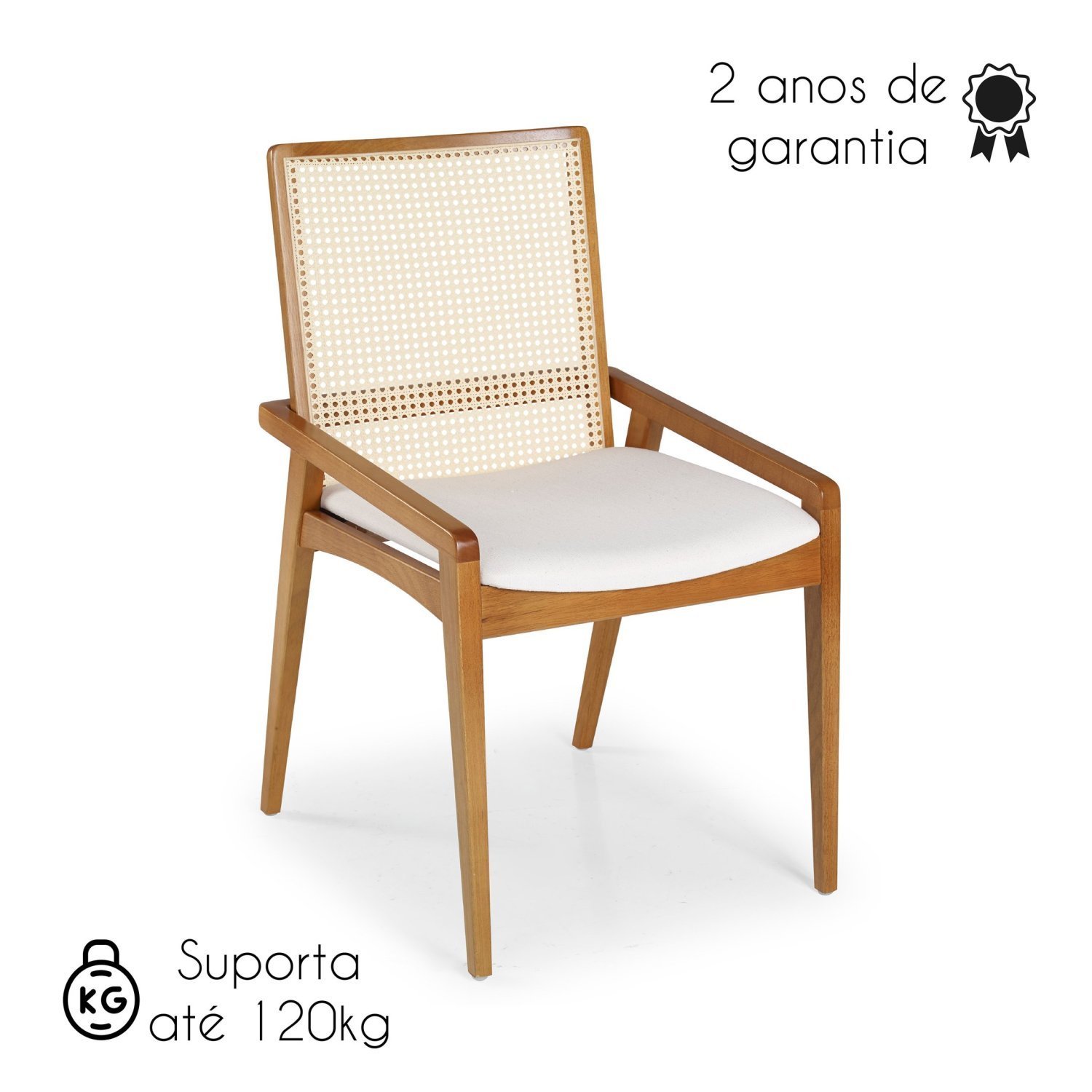 Conjunto 2 Cadeiras Madeira Maciça Terra Estofada Para Mesa De