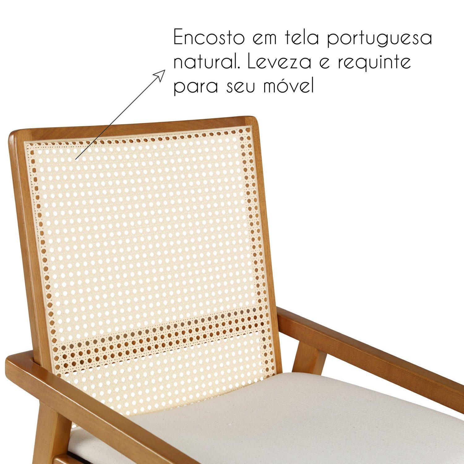 Conjunto 2 Cadeiras Madeira Maciça Encosto em Tela Assento Estofado Siena Móveis Clement - 9
