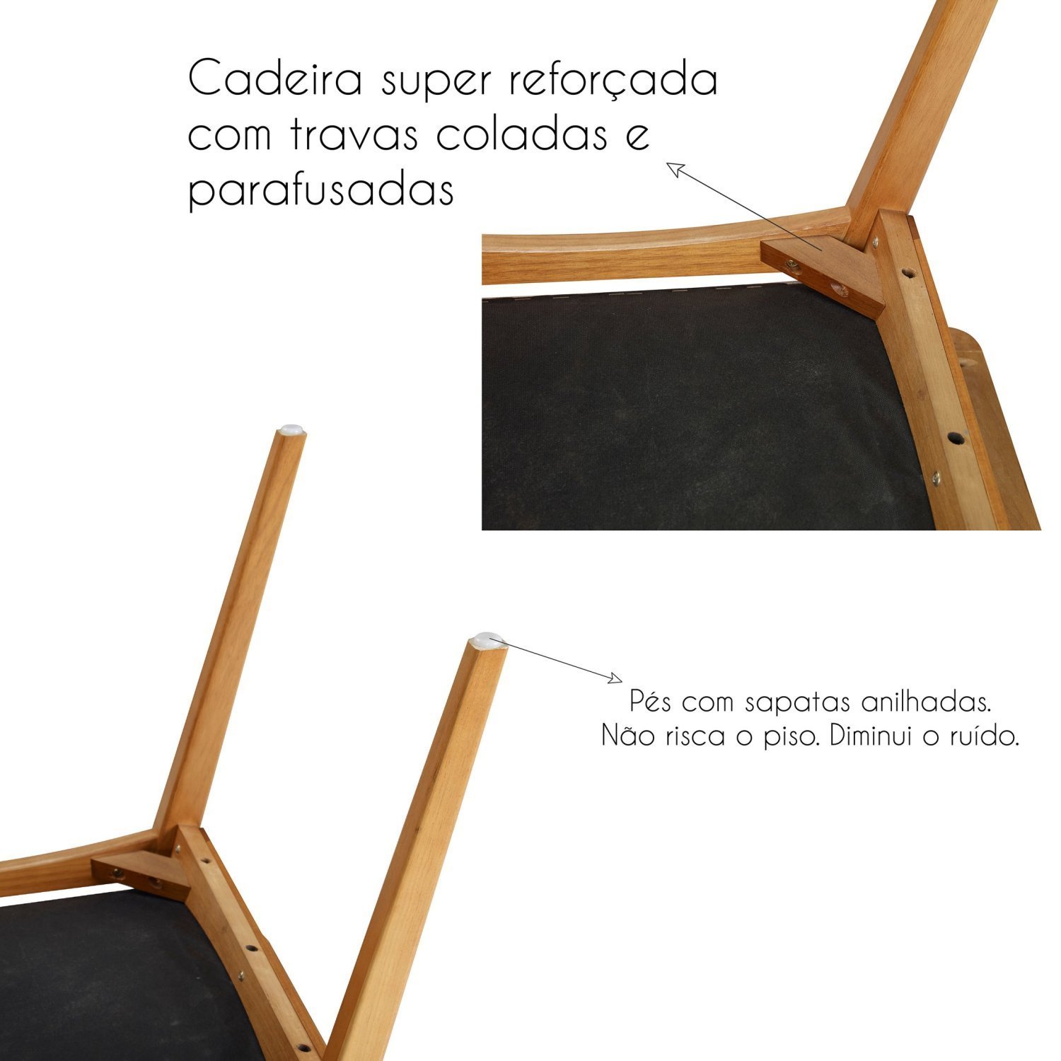 Conjunto 2 Cadeiras Madeira Maciça Encosto em Tela Assento Estofado Siena Móveis Clement - 11