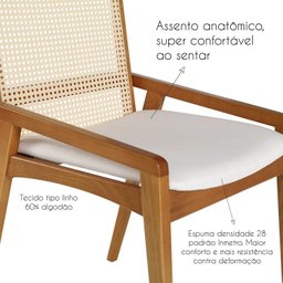 Conjunto 2 Cadeiras Madeira Maciça Encosto em Tela Assento Estofado Siena  - 8