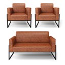 Ver imagem 2 de Sofá Namoradeira com 2 Poltronas Base Industrial Alta Preto Marisa Corano Nozes D03 - D'rossi