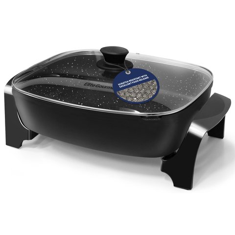 Elite Gourmet Eg6203 Frigideira Elétrica 10,5qt Antiaderente Mármore Preto