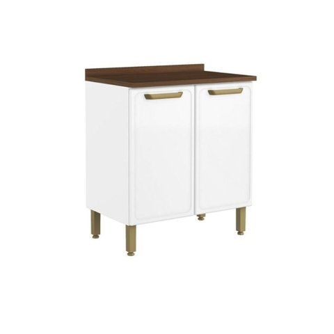 Balcão de Cozinha Bella 1 Porta C/ Tampo 80cm Branco - Bertolini