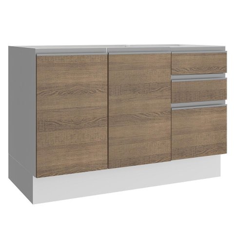 Balcão de Pia Acordes Glamy 120cm MDF 3 Portas Rustic Madesa