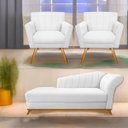 Ver imagem 1 de Kit Diva Recamier Vanessa 140cm Lado Esquerdo e 02 Poltronas Laura Suede - Doce Sonho Móveis RECAMIE