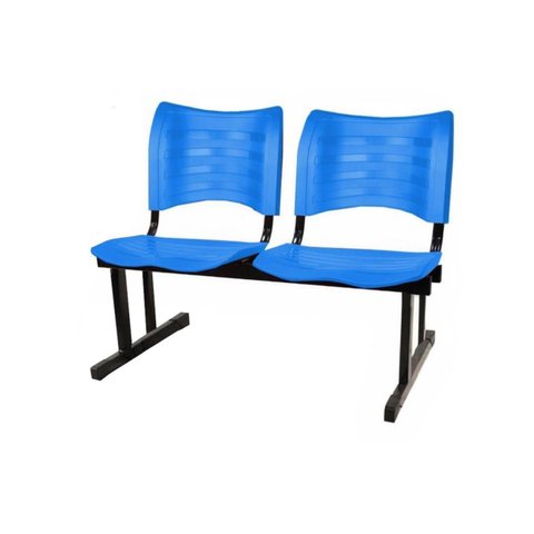 Cadeira Longarina Plástica 02 Lugares - Cor Azul - Mrplast - 34212