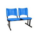 Ver imagem 2 de Cadeira Longarina Plástica 02 Lugares - Cor Azul - Mrplast - 34212