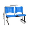 Ver imagem 3 de Cadeira Longarina Plástica 02 Lugares - Cor Azul - Mrplast - 34212