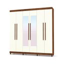 Ver imagem 1 de Guarda-roupa Elegance 6 Portas Imbuia Champanhe com Espelho 8 Pés Madeira 225x218cm
