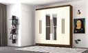 Ver imagem 5 de Guarda-roupa Elegance 6 Portas Imbuia Champanhe com Espelho 8 Pés Madeira 225x218cm