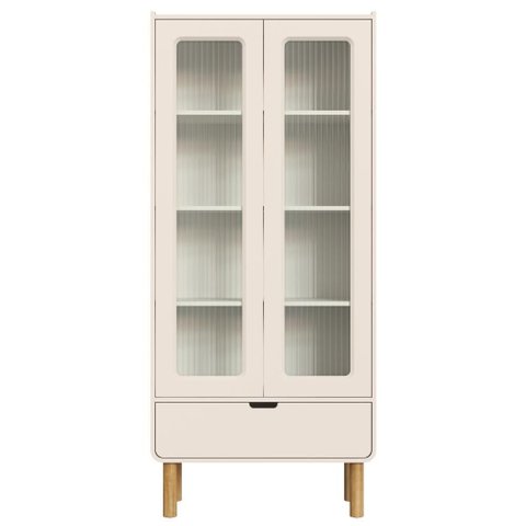 Cristaleira 2 Portas 180x80 Cm Pes Madeira Maciça 28105 Off White Artesano
