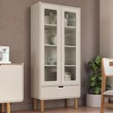 Ver imagem 2 de Cristaleira 2 Portas 180x80 Cm Pes Madeira Maciça 28105 Off White Artesano