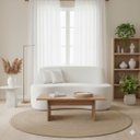 Ver imagem 1 de Sofá Minimalista Orgânico 2 Lugares Sala Bouclé:bouclé Branco