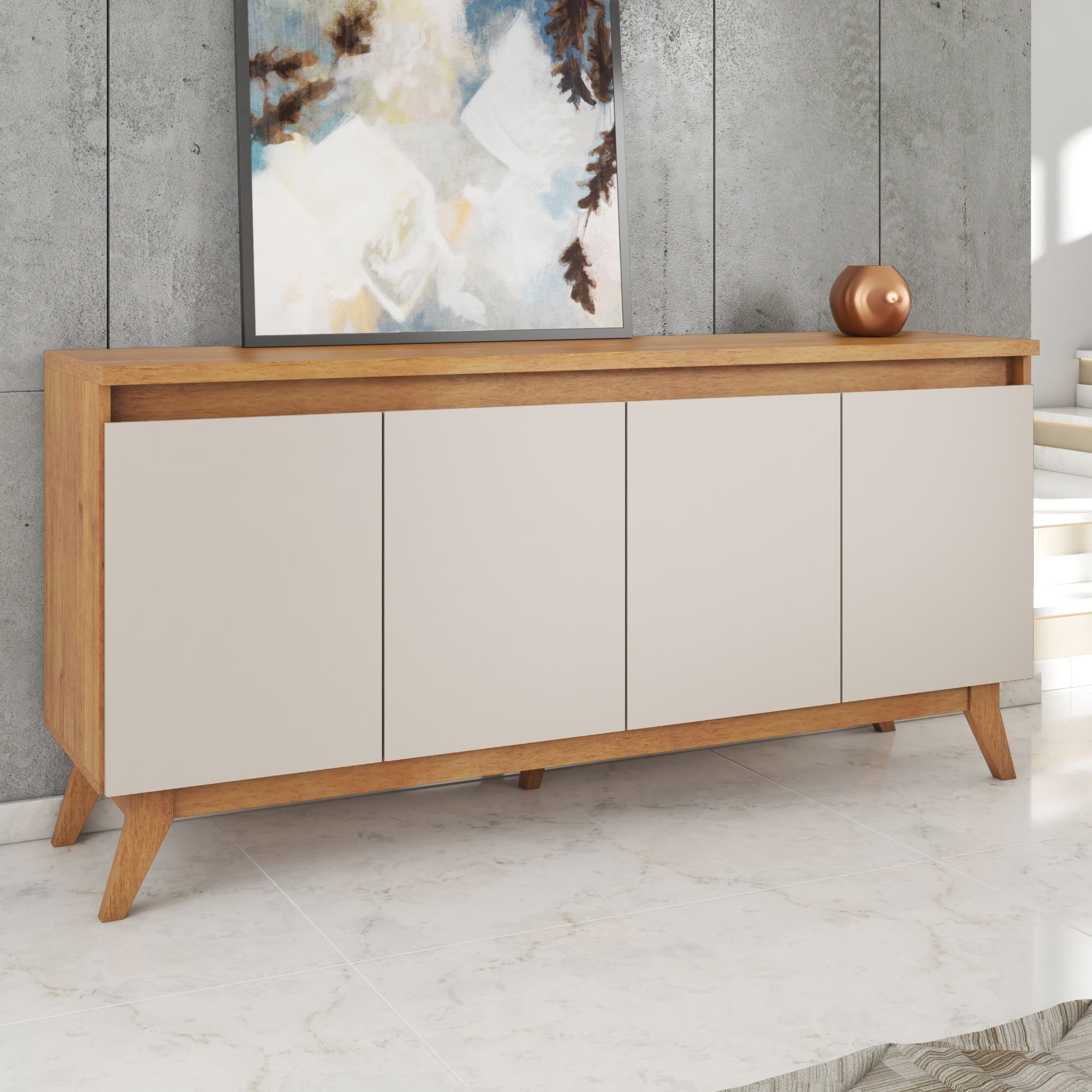 Buffet Aparador 4 Portas MDP/MDF Mel Off White 156cm Eifel Marrom é ruim? Buffet Aparador 4 Portas MDP/MDF Mel Off White 156cm Eifel Marrom é boa?
