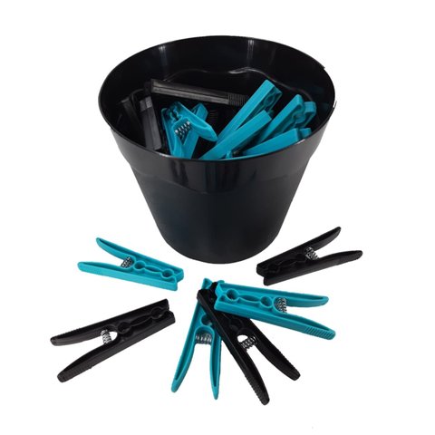 Cesto Preto Pregadores de Roupas Plástico Preto com Azul - Verde