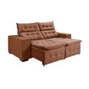 Ver imagem 2 de Sofá Retrátil Reclinável 3 Lugares Pillow em Veludo 1,90m Espuma Premium Conforto - Canela Veludo