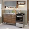 Armário de Cozinha Compacta 165cm com Pia Rustic/Cinza Emilly Madesa 09 - 2
