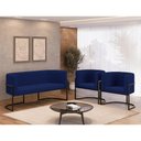 Ver imagem 2 de Kit Sofá 2 Lugares + 2 Poltronas para Recepção – Balaqui Cor:azul Marinho