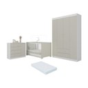 Ver imagem 1 de Quarto de Bebê Completo Berço Americano 3 em 1 Colchão Encanto Multimóveis Mp4597 Branco/off