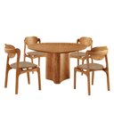 Ver imagem 2 de Conjunto Mesa de Jantar Helena Tampo Organico Laminado 4 Cadeiras Celeste Gold Natural Turim/Imbuia Marrom