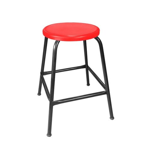 Banco de Metal Assento Plástico Vermelho Empilhável e 55cm Altura