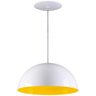 Pendente Meia Lua 40cm Luminária Alumínio Branco Textura C/ Amarelo - T&T Iluminação - 1