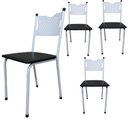 Ver imagem 1 de Kit 4 Cadeira para Cozinha Mc Tubular Almofadada Estrutura Branca com Assento Preto Medcombo