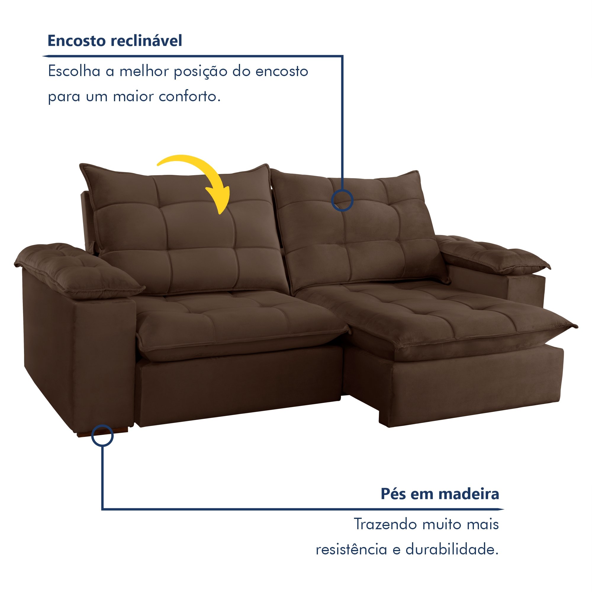 Sofa Retrátil e Reclinável 5 Lugares 290cm Espanha Veludo  - 2