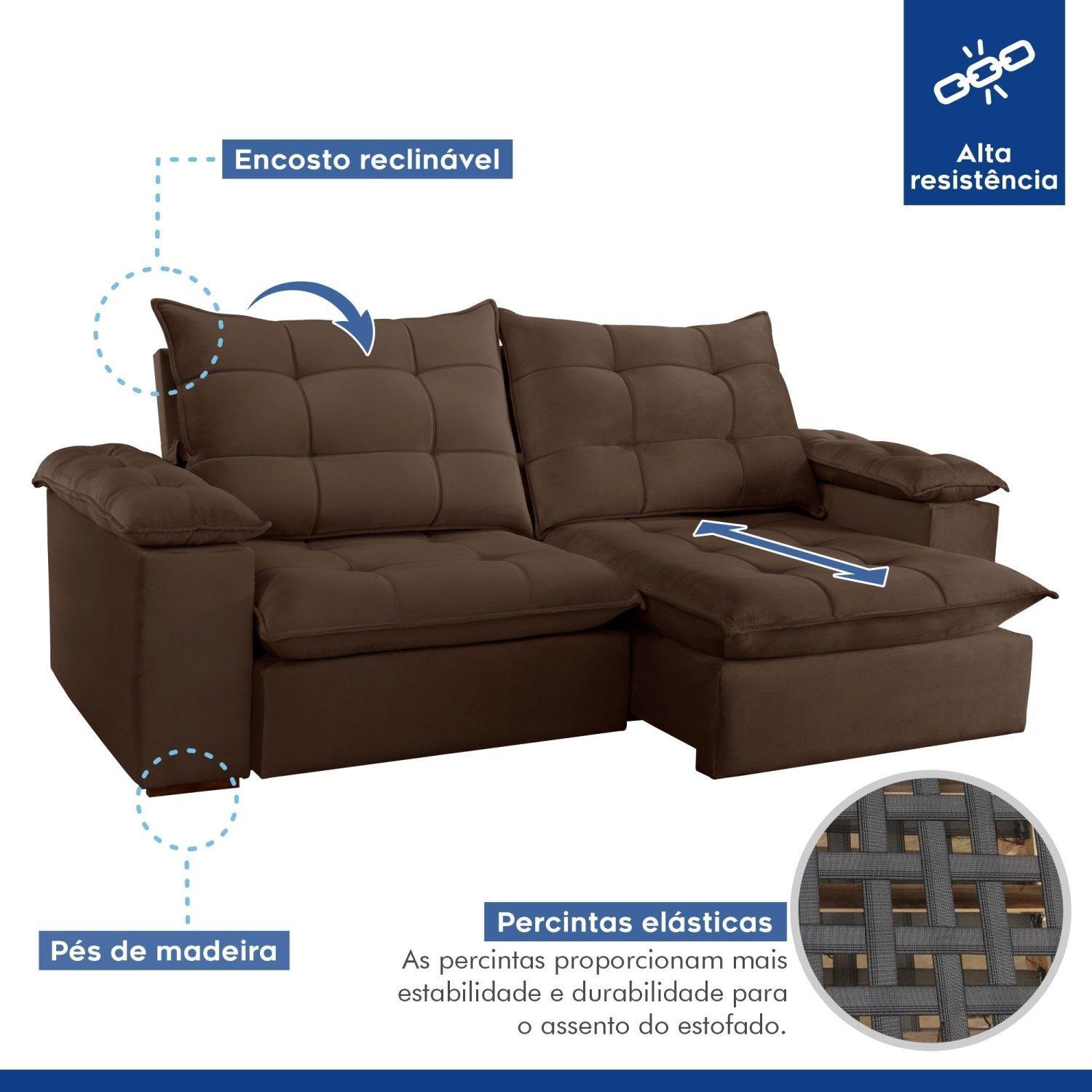 Sofa Retrátil e Reclinável 5 Lugares 290cm Espanha Veludo  - 2