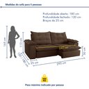 Ver mais imagens de Sofa Retrátil e Reclinável 5 Lugares 290cm Espanha Veludo