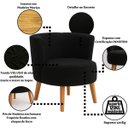 Ver imagem 3 de Poltrona para Closet Tecido Boucle Luxo Estrutura Resistente Pés em Madeira Natural Pés Retrô