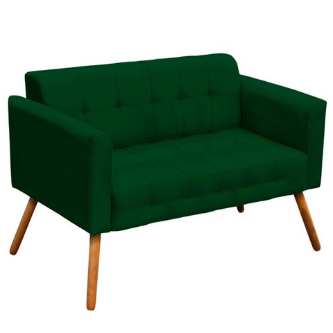 Poltrona Namoradeira Decorativa Pés Palito Karen Suede Verde - Gran Belo